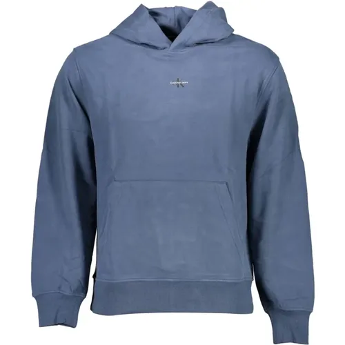 Blauer Baumwollhoodie mit Druck , Herren, Größe: 2XL - Calvin Klein - Modalova