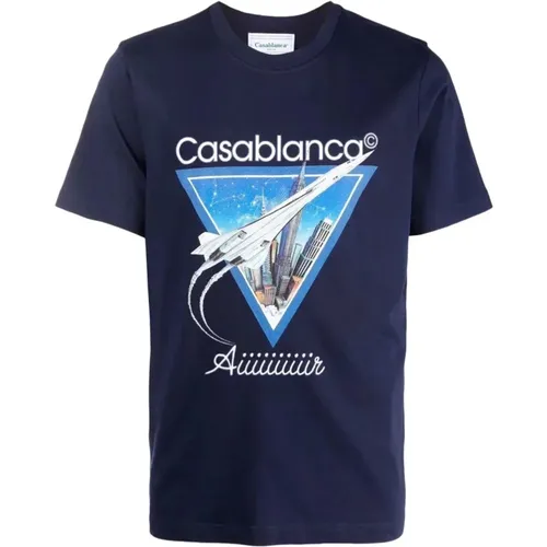 Navy Aiiiiiir Graphic Print T-Shirt , male, Sizes: 2XL - Casablanca - Modalova