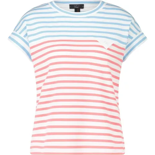 Zweifarbig-Gestreiftes T-Shirt aus Baumwolle , Damen, Größe: XL - Marc Cain - Modalova