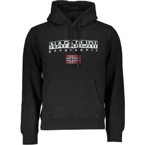 Schwarzer Kapuzenpullover mit Logo , Herren, Größe: M - Napapijri - Modalova