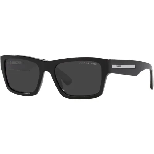 Schwarz/Graue Sonnenbrille , Herren, Größe: 53 MM - Prada - Modalova
