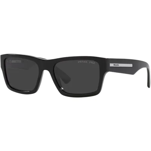 Schwarz/Graue Sonnenbrille , Herren, Größe: 56 MM - Prada - Modalova