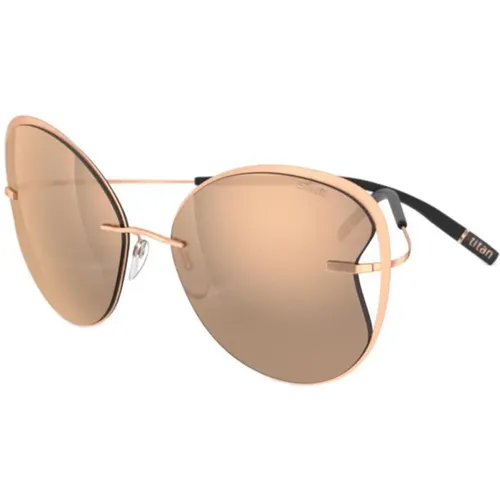 Rose Gold/Pink Grey Accent Shades Sonnenbrille , Damen, Größe: ONE Size - Silhouette - Modalova