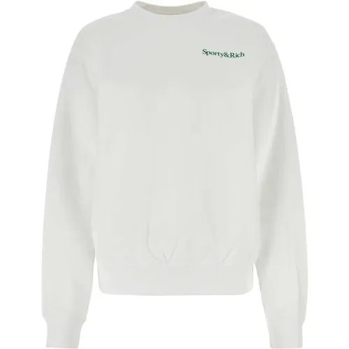 Klassischer Weißer Baumwoll-Sweatshirt - Sporty & Rich - Modalova