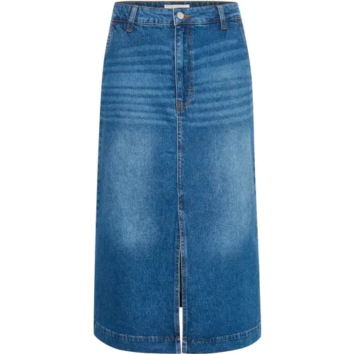 Light Denim Midi Skirt , female, Sizes: L - Part Two - Modalova