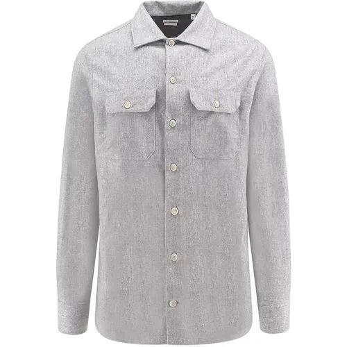 Grey Wool Shirt with Button Closure , male, Sizes: M, 2XL, L - BRUNELLO CUCINELLI - Modalova