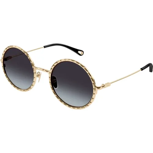 Gold/Grau Getönte Sonnenbrille , Damen, Größe: 53 MM - Chloé - Modalova