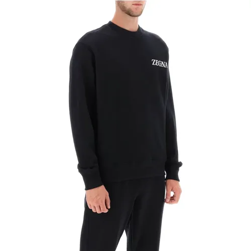 Sweatshirt mit Rundhalsausschnitt und beflocktem Logo , Herren, Größe: XL - Ermenegildo Zegna - Modalova