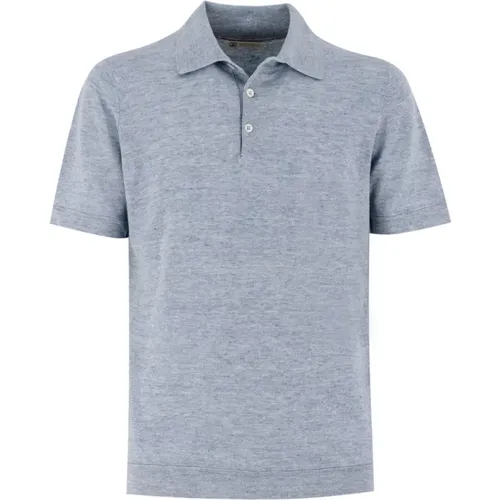 Mens Linen and Cotton Polo Shirt , male, Sizes: 2XL, XL - BRUNELLO CUCINELLI - Modalova