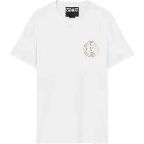 Kleines Logo Weiß Gold Branding , Herren, Größe: M - Versace Jeans Couture - Modalova