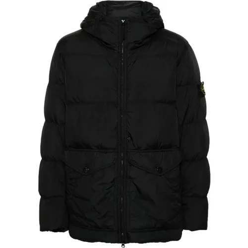 Schwarze Parka Jacke für Männer - Stone Island - Modalova