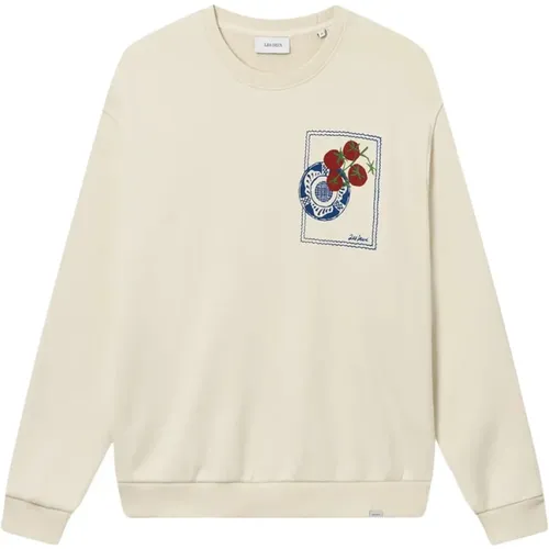 Cotton Crewneck Sweatshirt with Screen Print , male, Sizes: L, XL, M, S - Les Deux - Modalova