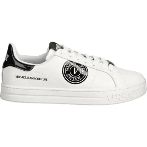 Weiße Sneakers mit Schwarzen Details , Herren, Größe: 39 EU - Versace Jeans Couture - Modalova