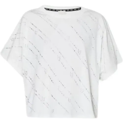 Cotton T-shirt with Rhinestones , female, Sizes: M, XS, L, XL, S - Liu Jo - Modalova