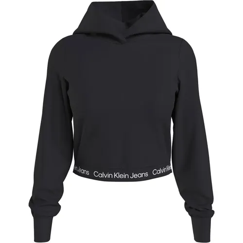 Schwarzer Milano Hoodie mit Logo-Print , Damen, Größe: XL - Calvin Klein - Modalova