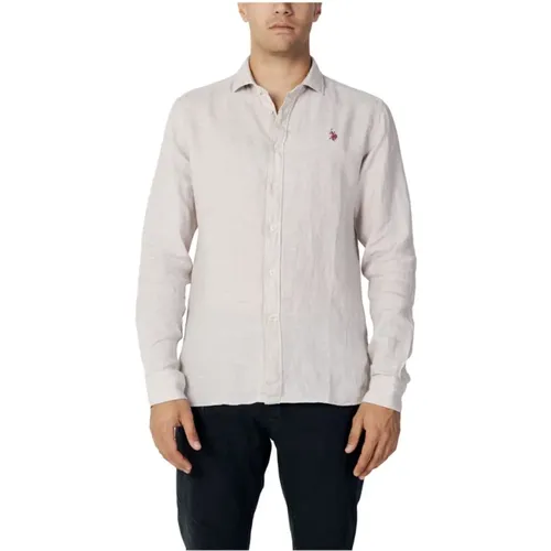 Graues Leinenhemd Frühjahr/Sommer Kollektion , Herren, Größe: 2XL - U.S. Polo Assn. - Modalova