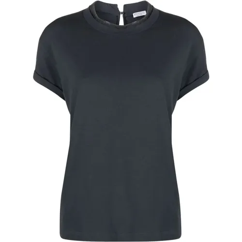 Dunkelgraue T-Shirts Polos für Frauen - BRUNELLO CUCINELLI - Modalova