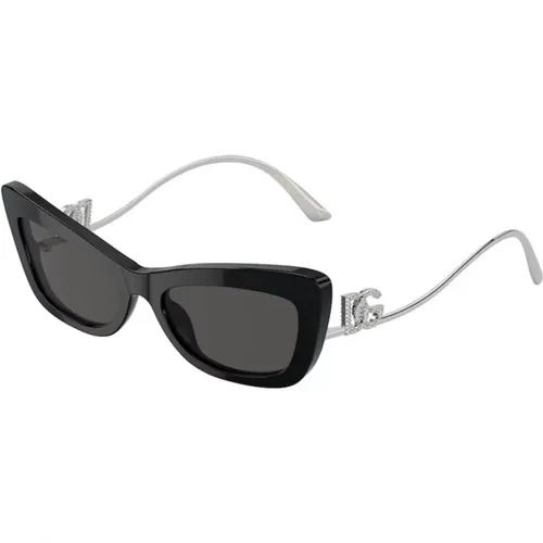 Schwarzer Rahmen, Dunkelgraue Gläser Sonnenbrille - Dolce & Gabbana - Modalova
