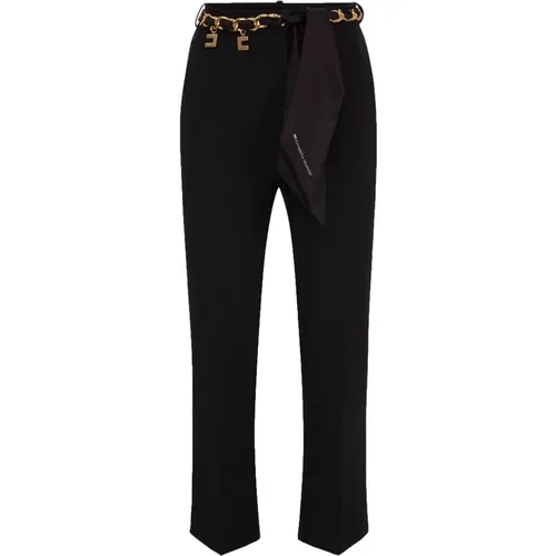 Ausgestellte schwarze Hose mit Ketten- und Schal-Detail , Damen, Größe: M - Elisabetta Franchi - Modalova