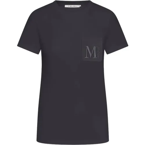 Cotton T-shirt with Logo Embroidery , female, Sizes: XS, M, S - Max Mara - Modalova