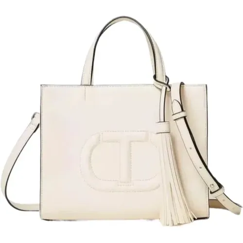 White Leather Shoulder Bag Ss24 , female, Sizes: ONE SIZE - Twinset - Modalova