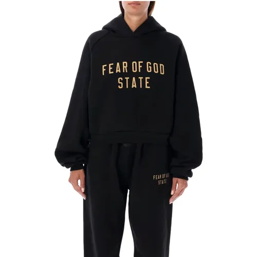 Cropped Fleece Hoodie , Damen, Größe: M - Fear Of God - Modalova