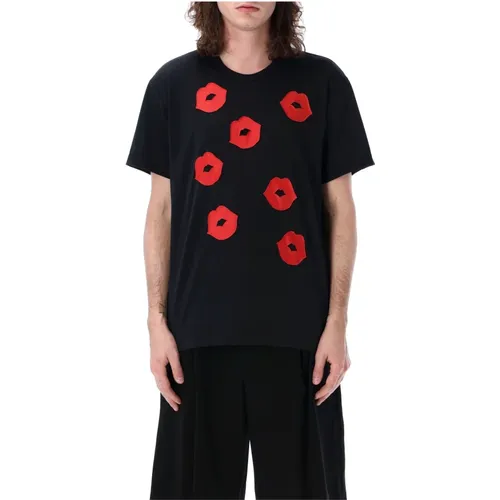 Lips T-Shirt Crewneck Short Sleeves , male, Sizes: L - Comme des Garçons - Modalova