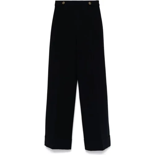 Navy High-Waisted Trousers , female, Sizes: S, XS, M, 2XS - Twinset - Modalova