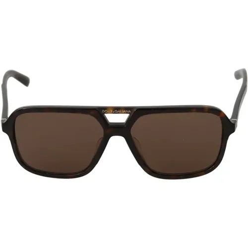 Braune Leopard Aviator Piloten Sonnenbrille - Dolce & Gabbana - Modalova
