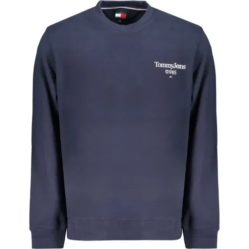 Blaues Logo-Print-Baumwoll-Sweatshirt , Herren, Größe: M - Tommy Hilfiger - Modalova