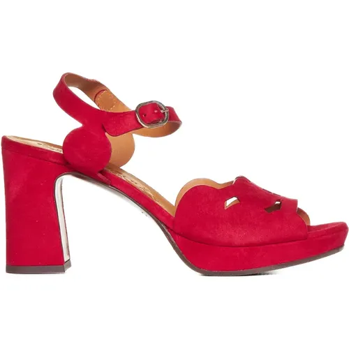 Rote Leder Cut-Out Sandalen , Damen, Größe: 38 1/2 EU - Chie Mihara - Modalova