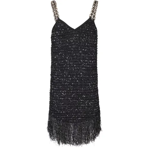 Tweed Mini Dress with Fringes , female, Sizes: XS - Balmain - Modalova