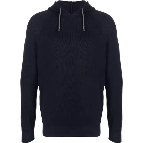 Cotton Ribbed Hoodie Sweater , male, Sizes: L, M, XL - BRUNELLO CUCINELLI - Modalova