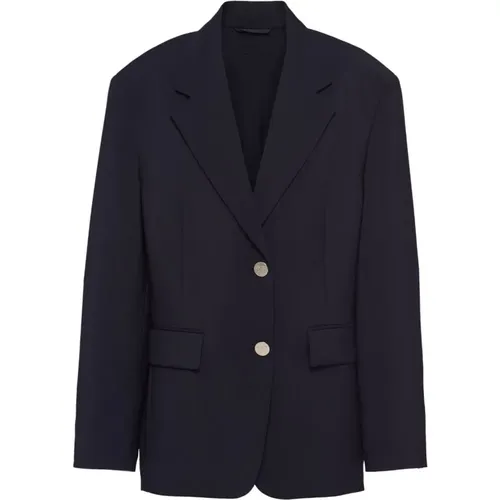 Wool and Mohair Jacket with Classic Lapel and Button Closure , female, Sizes: 2XS, XS - Prada - Modalova