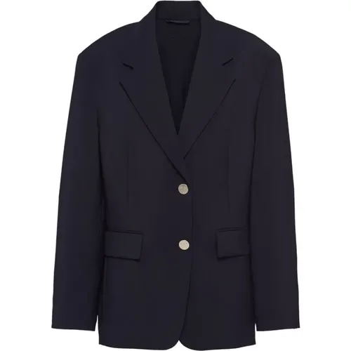 Wool and Mohair Jacket with Classic Lapel and Button Closure , female, Sizes: S - Prada - Modalova