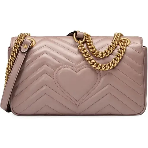 Leather Shoulder Bag with Golden Details , female, Sizes: ONE SIZE - Gucci - Modalova