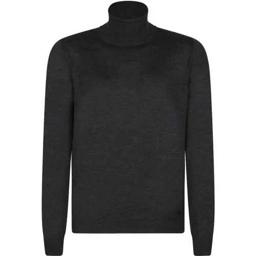 Dark Grey High Neck Sweater , male, Sizes: L, M, 2XL, XL - Gran Sasso - Modalova