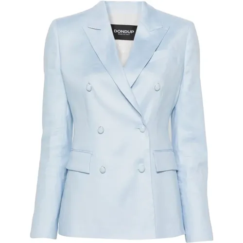 Light Linen Blend Double-Breasted Jacket , female, Sizes: M, S - Dondup - Modalova