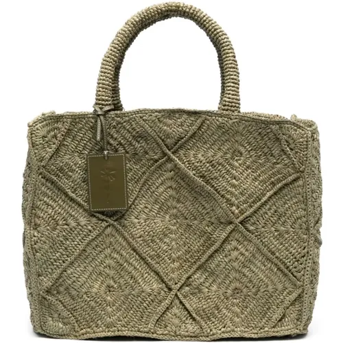Crochet Raffia Tote Bag , female, Sizes: ONE SIZE - Manebí - Modalova
