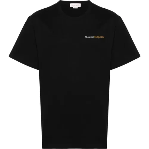 Schwarzes Logo T-Shirt mit Kurzen Ärmeln , Herren, Größe: S - alexander mcqueen - Modalova