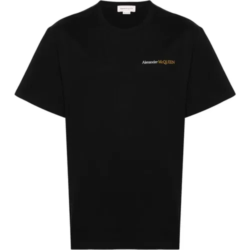 Schwarzes Logo T-Shirt mit Kurzen Ärmeln , Herren, Größe: M - alexander mcqueen - Modalova