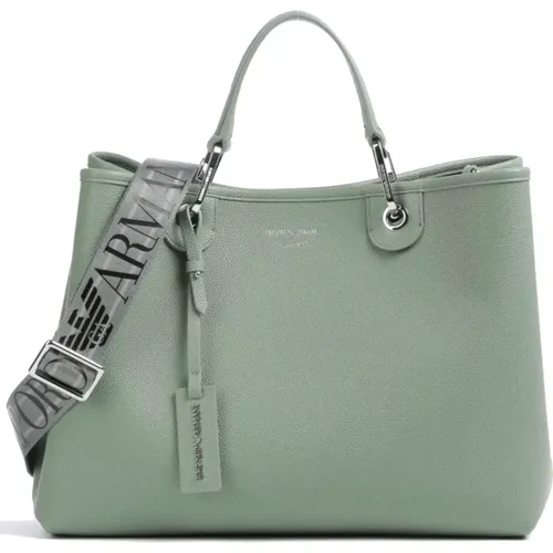Grüne Shoppingtasche mit Verstellbarem Riemen und Abnehmbarer Tasche - Emporio Armani - Modalova