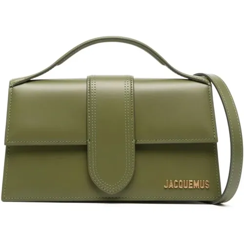 Grüne Lederhandtasche mit Goldlogo - Jacquemus - Modalova