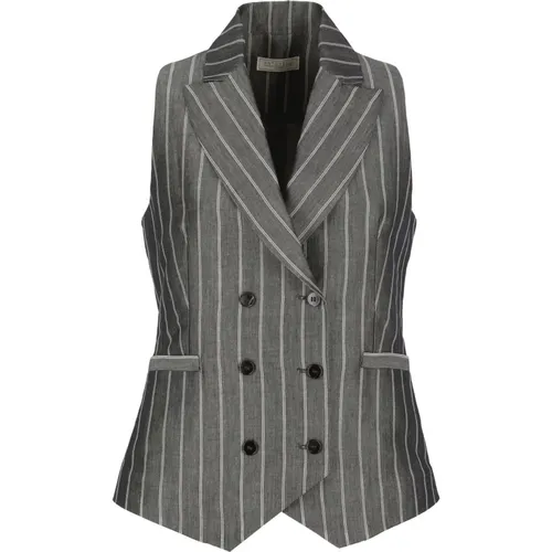 Grey Linen Cotton Vest Women , female, Sizes: S - Antonelli Firenze - Modalova