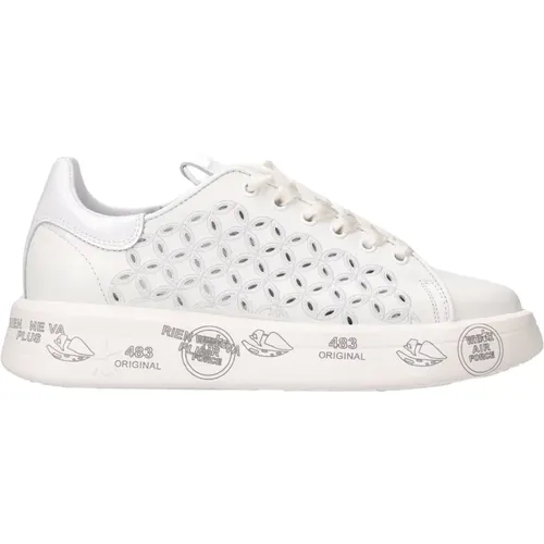 Leather Lace-Up Sneakers with Embroidered Details , female, Sizes: 4 UK, 5 UK, 7 UK - Premiata - Modalova