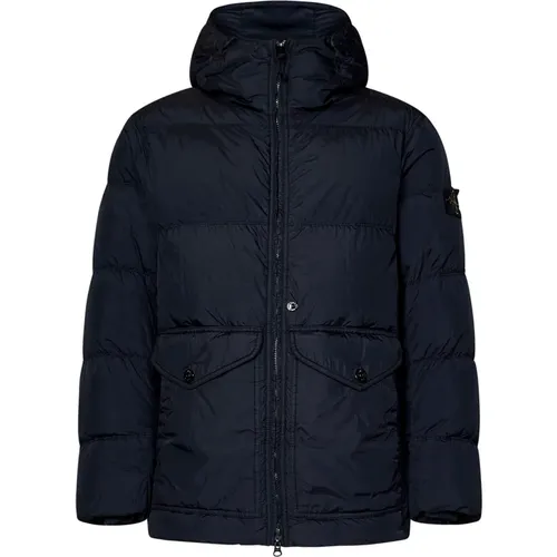 Hooded Coat Windproof Rainproof Padded , male, Sizes: L, M - Stone Island - Modalova