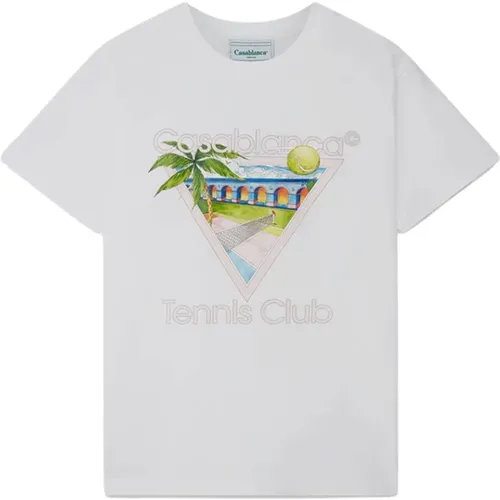 Tennis Club Icon Screen T-Shirt , Damen, Größe: XL - Casablanca - Modalova