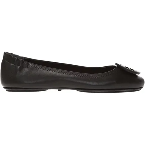 Leather ballet flats with logo , female, Sizes: 3 1/2 UK, 6 UK, 4 1/2 UK, 4 UK, 6 1/2 UK, 7 1/2 UK, 7 UK, 5 1/2 UK, 5 UK - TORY BURCH - Modalova