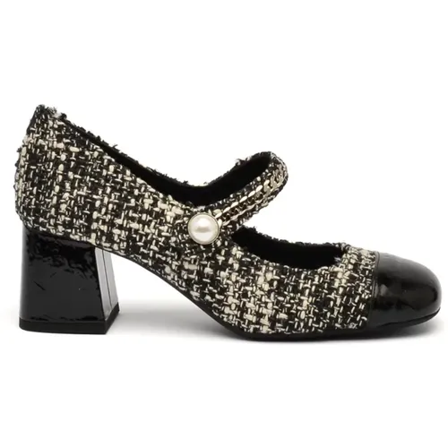 Schwarze und weiße Tweed-Pumps , Damen, Größe: 35 EU - Roberto Festa - Modalova