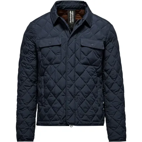 Men`s Diamond Quilted Shirt-Jacket , male, Sizes: 2XL, M, S, L, XL, 3XL - BomBoogie - Modalova